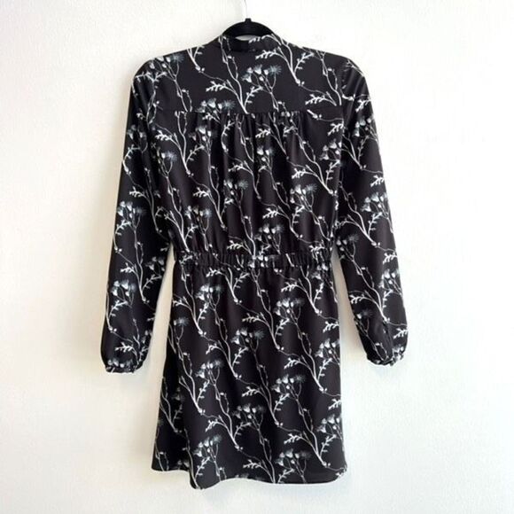 Thakoon Addition Dress Women's Size 0 Black Blue Floral Draped Elastic Waist - Picture 7 of 12